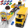 Carrier Truck Race Track Kids Toys, Foldable 3 Layer Car Race Track Playset, Toy Truck Transport Car Carrier & 8 Race Cars, Truck Car Toddlers Toys B-Day Gifts For Age 3 4 5 6+ Years Old Boys Girls