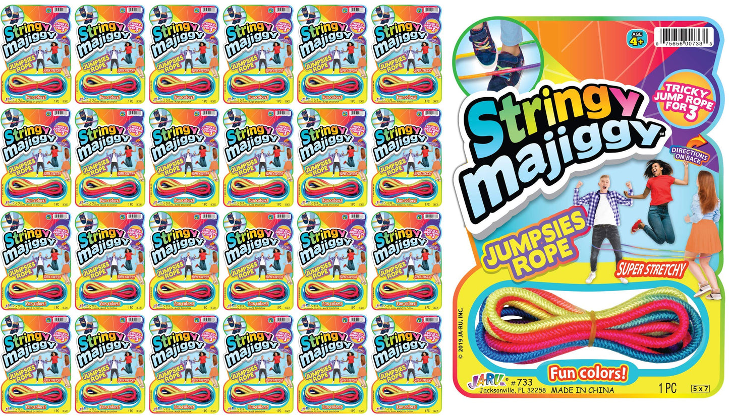 Chinese Jump Rope (24 Packs) Elastic Skipping Rope Game For Kids & Adults | Colorful Stretchy Jump Rope For Kids, Girls And Boys. Party Favor. Physical Education Equipment | 733-24S