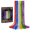 12 Pcs Mardi Gras Beads Necklaces, 33'' Metallic 6 Kinds Color Beaded Stuff Set, Festival Parade Throws, Colorful Assorted Carni