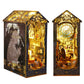 CUTEROOM DIY Book Nook Kit for Adults, DIY Booknook Miniature Dollhouse with LED Lights, 3D Wooden Puzzle Bookend for Bookshelf 
