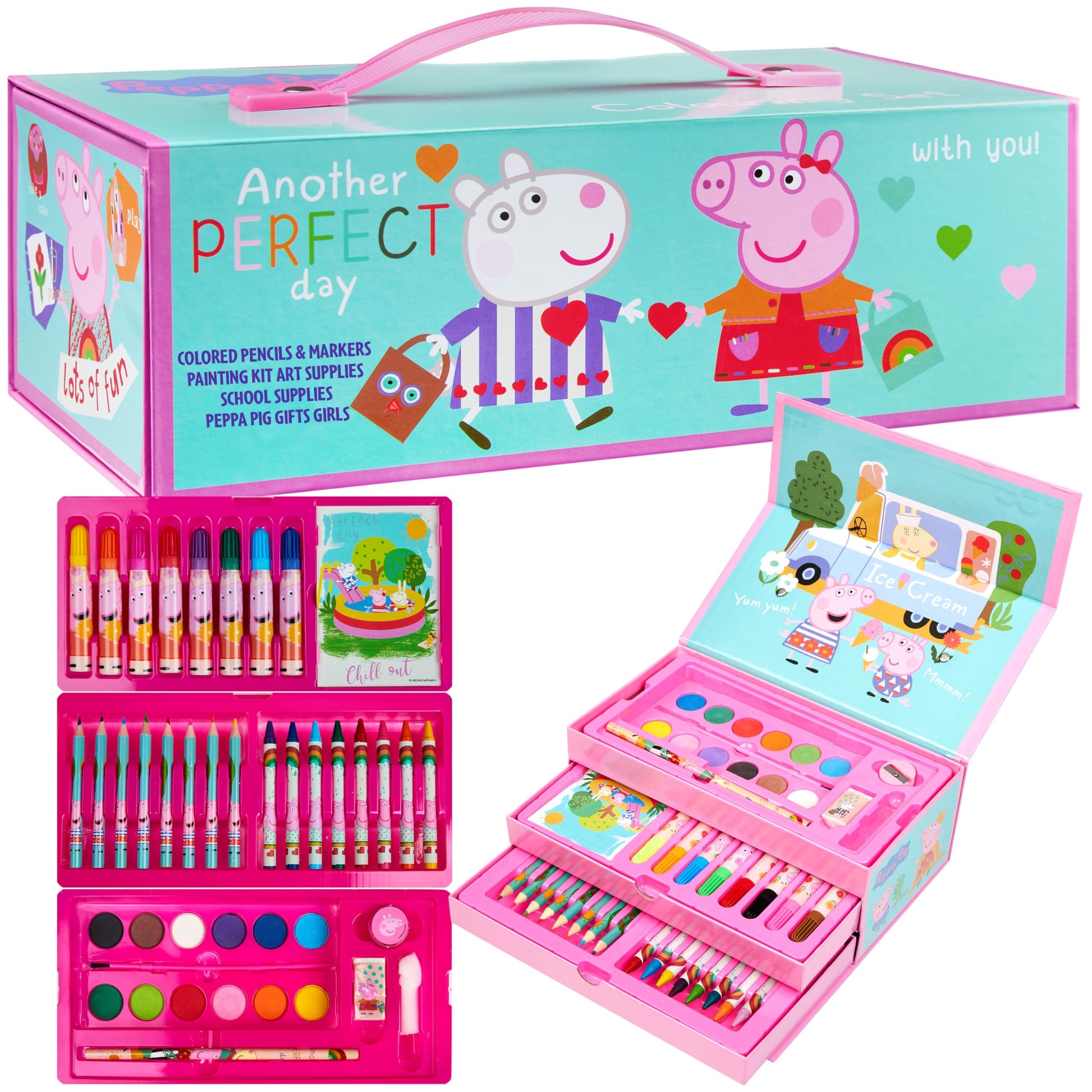 Peppa Pig Colored Pencils Art Supplies Kids Drawing Kit School Supplies Coloring Stationery Girls Drawing Pencils Art Kit Travel