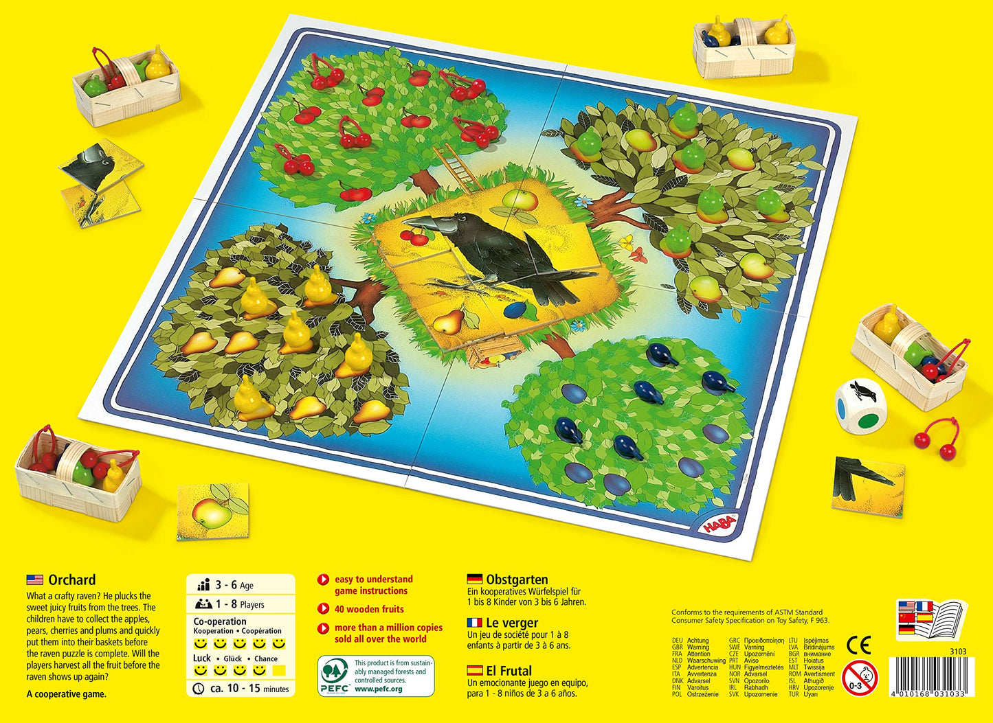 HABA Orchard Game - Classic Cooperative Board Game for Ages 3+ - Made in Germany - Multicolor - Model 3103