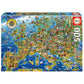 Educa 17962  Crazy  500 Piece Puzzle for mature-themeds and Children from 10 Years  Map  Europe  Multicoloured