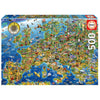 Educa 17962  Crazy  500 Piece Puzzle for mature-themeds and Children from 10 Years  Map  Europe  Multicoloured