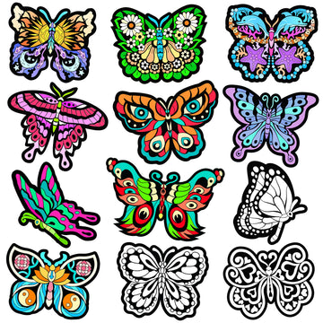 Color Your Own Velvet Butterflies - 12 Pack - Beautiful Arts and Crafts Coloring Fun for All Ages - Decorate Your Room, Color wi