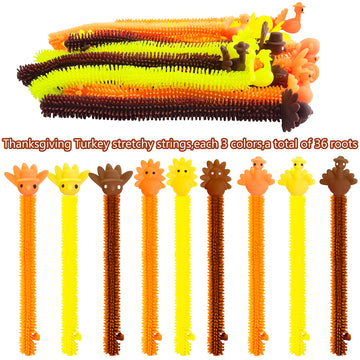 36 Pack Fall Decor Stretchy Strings Sensory Fidget Toys Pack,Autism Toys Great For Kids Treat Bags Gifts Stress Relief Party Favors,Thanksgiving Party Decorations (Thanks Giving)
