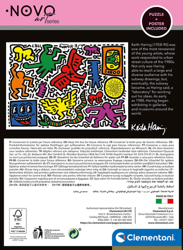 Clementoni Haring-1000 Adults, Art, Famous Paintings, Made In Italy, Keith Haring Colour 1000 Pieces, 39756