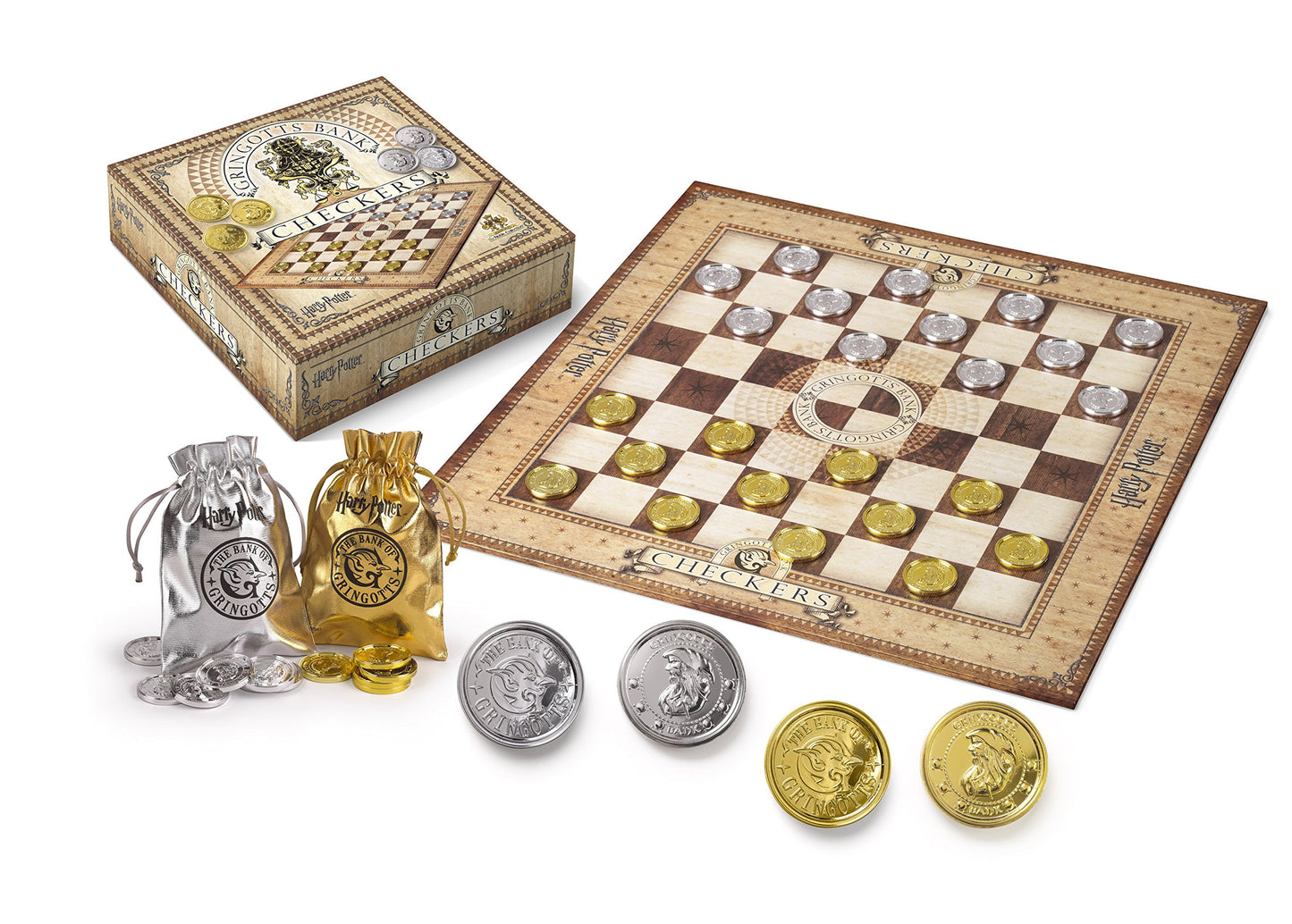 The Noble Collection HP-Gringotts Checker Set - Multi Coloured - Gold/Silver - Model NN7215