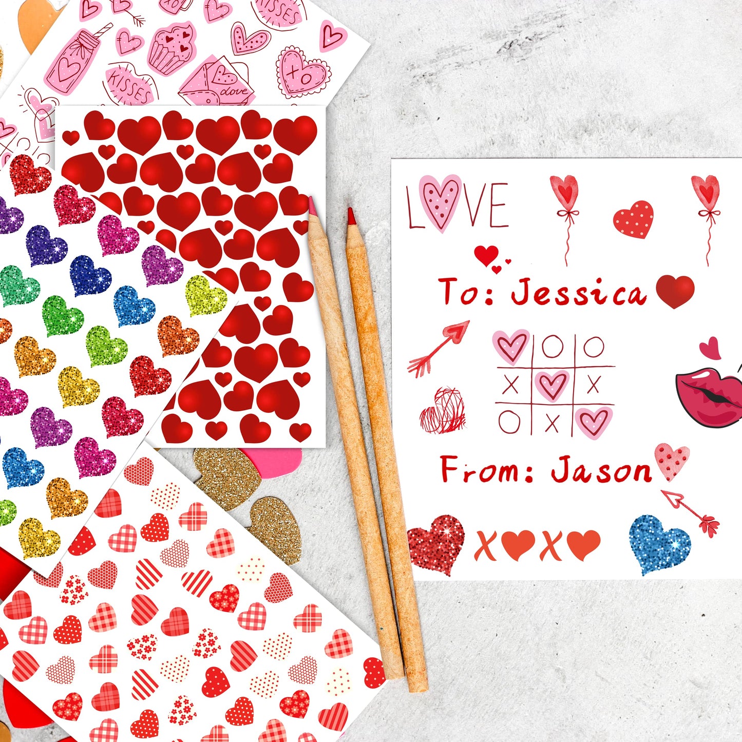 Linaye Valentines Heart Stickers For Kids - 3000Pcs Cute Valentines Day Stickers 72 Sheets Love Stickers For Cards Envelopes Cra