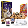 National Geographic Break Open 15 Premium Geodes - With Goggles, Detailed Learning Guide, 3 Display Stands, Great Stem Science T