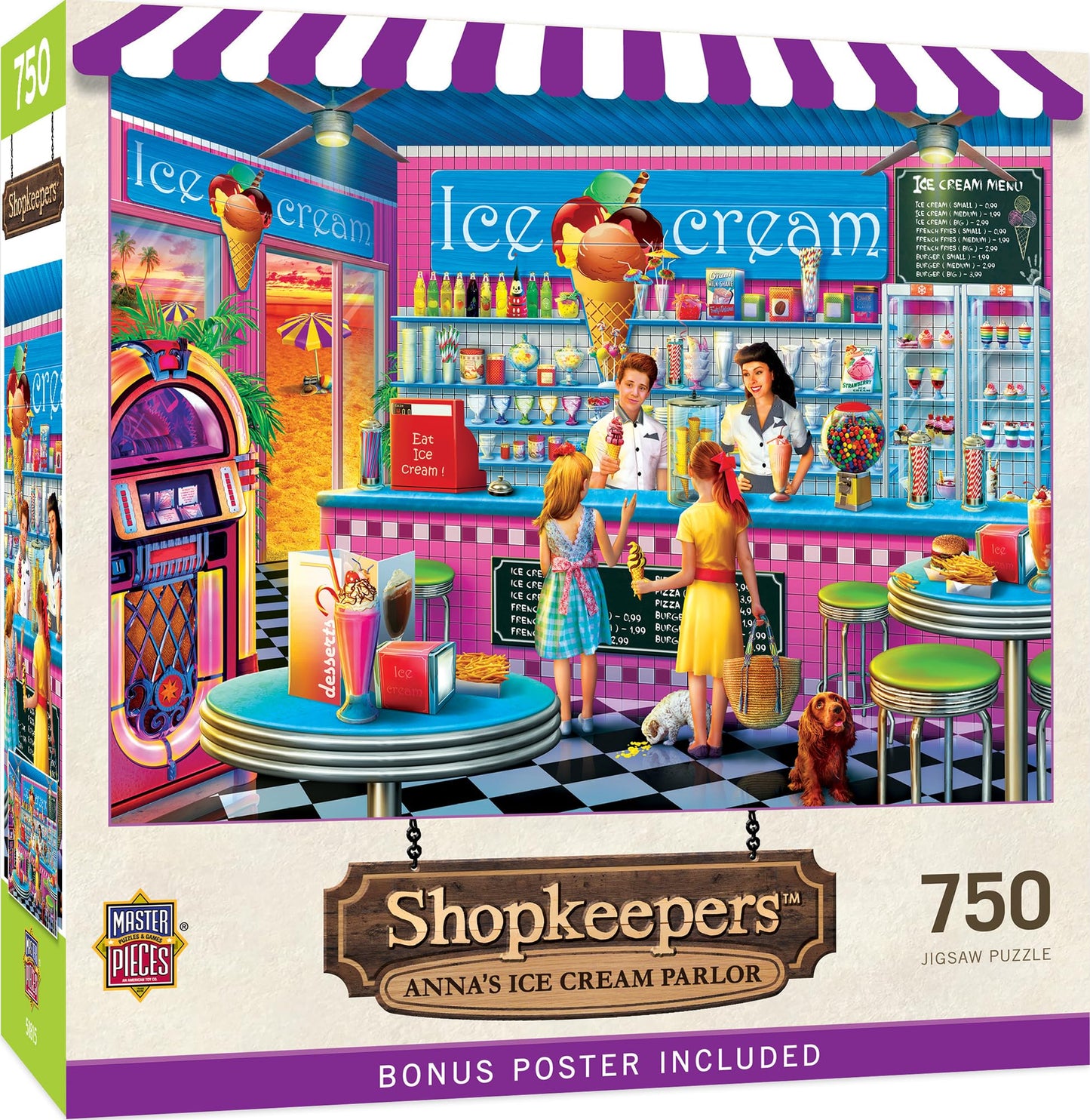 Masterpieces 750 Piece Jigsaw Puzzle For Adults And Family - Anna'S Ice Cream Parlor - 18'X24'