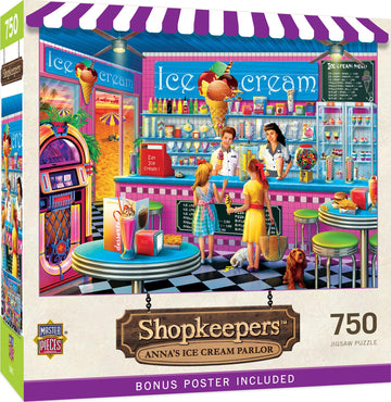 Masterpieces 750 Piece Jigsaw Puzzle For Adults And Family - Anna'S Ice Cream Parlor - 18'X24'