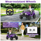 Olakids Ride On Truck, 12V Battery Powered Electric Vehicle For Kids With Remote Control, Bluetooth, Power Display, Led Lights, Music Player, Ride On Toy For 3+ Boys Girls (Purple)