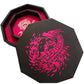 Fantasydice - PINK - Fire Dragon - Dice Tray - 8'' Octagon with Lid and Dice Staging Area- Holds 5 Sets of Dice(7 / Standard) fo