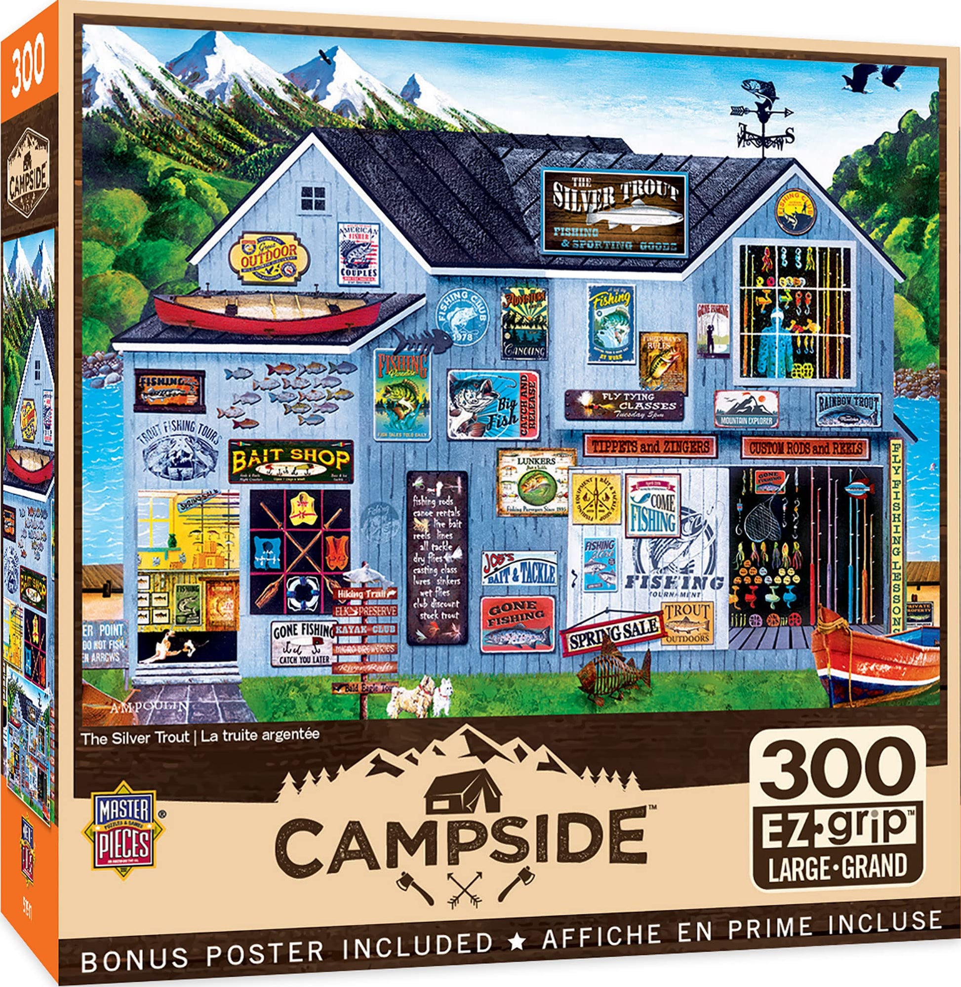 MasterPieces - 300 Piece Jigsaw Puzzle, Large EZ Grip Shapes, The Silver Trout, Fun for Adults, Seniors, Family, Kids, Non-Glare