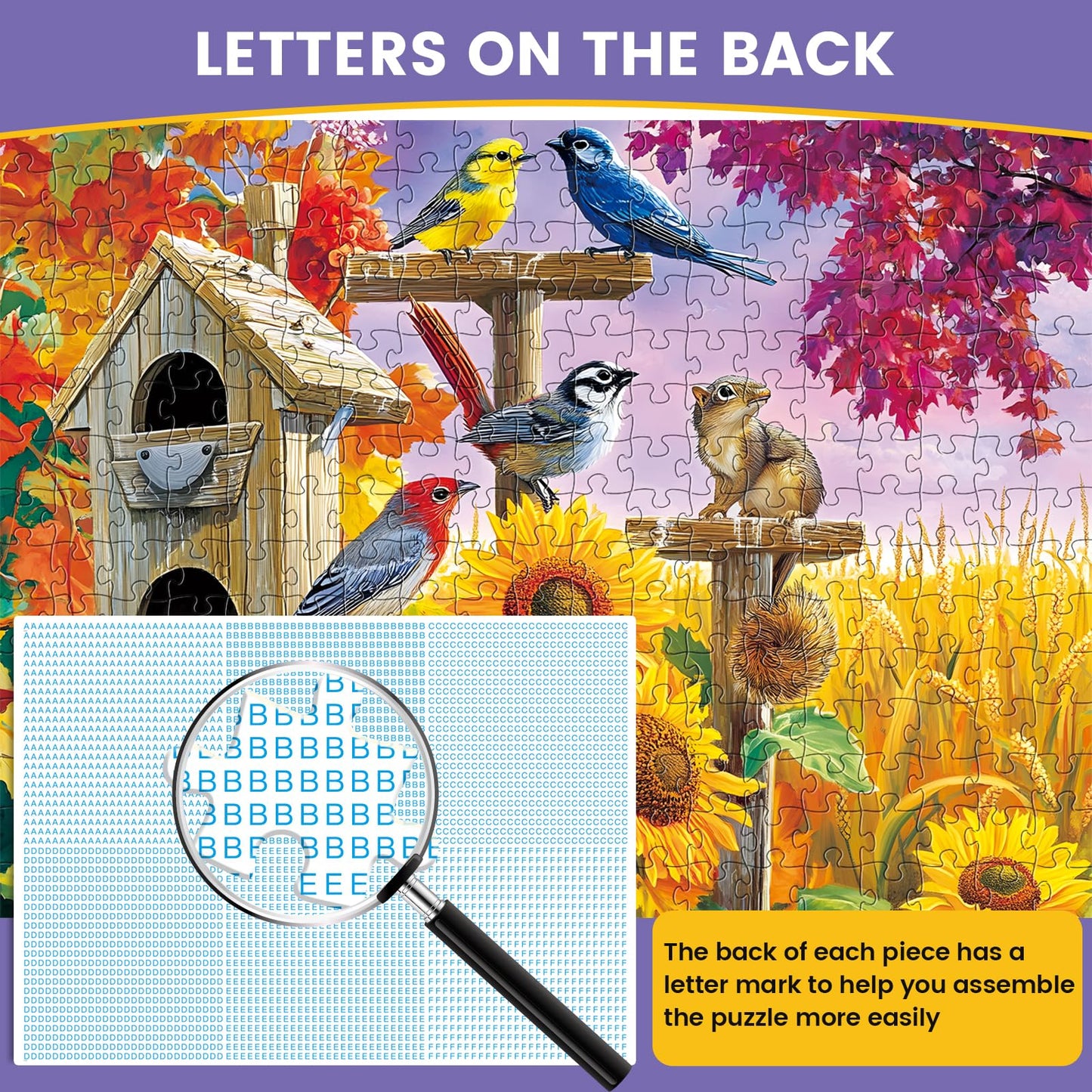 Jigsaw Puzzles 300 Pieces for mature-themeds Farm Birds Puzzle for mature-themeds Kids Seniors Recycled Cardboard Large Piece Puzzle 300 Piece Family Activity Great Gift for Family Friends 20.5 * 15 in