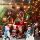 Gognome Duo 5'' Resin Snowman Figurines With Lighted Christmas Tree Wreath - Christmas Decorations Indoor Snowman Decor Ornament