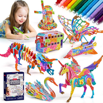 Arts Crafts For Kids Ages 6-8-12, 7 Sets Mandala 3D Coloring Puzzles, Art Supplies For Kids 9-12 Diy 3D Puzzles For Kids Ages 3-5 4-8, Crafts For Girls Ages 6-8-12, Origami Kit For Kids Ages 8-12