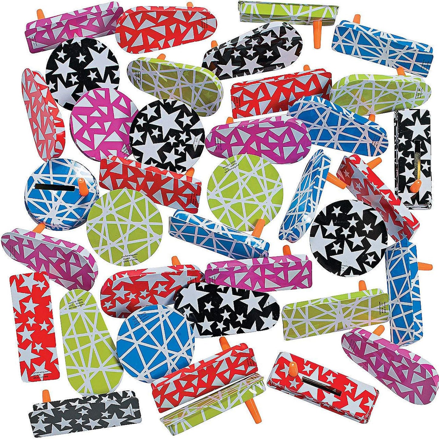 Fun Express Bulk Metal Noise Makers and Clackers, Great for Noise Makers during New Years, Sporting Events or Gragers for Purim,