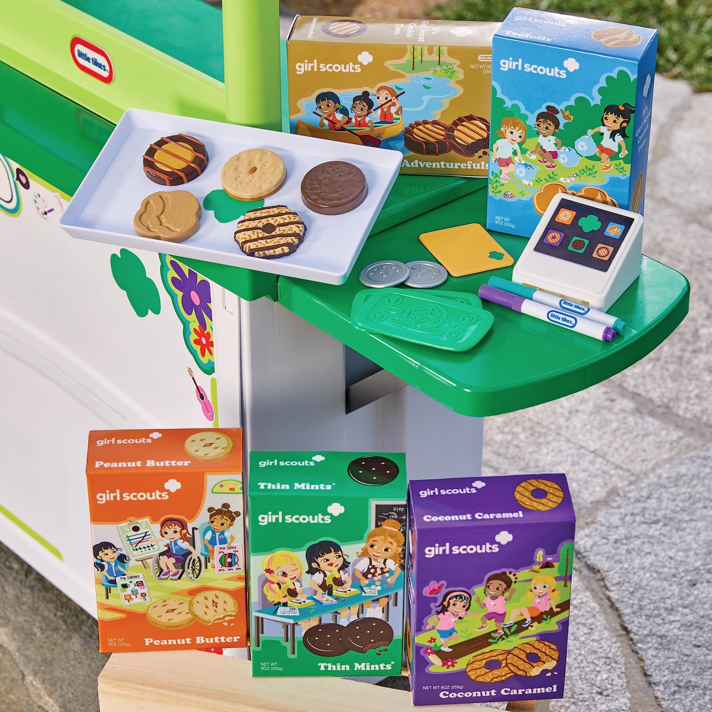Little Tikes Girl Scout Cookie Booth With 19 Accessories, Cookie Selling Pretend Play Toy, For Indoor And Outdoor, For Kids Ages