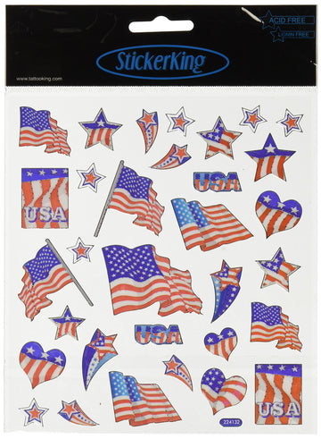 Tattoo King Multi-Colored Stickers-Patriotic