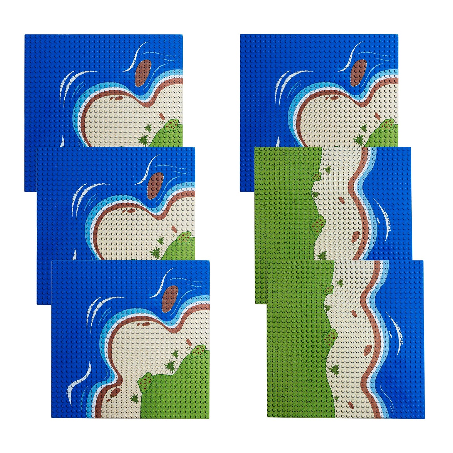 Apostrophe Games Island Building Blocks Base Plates - 6 Pack, Multicolor, Compatible with All Major Brands, Model: Island Plates
