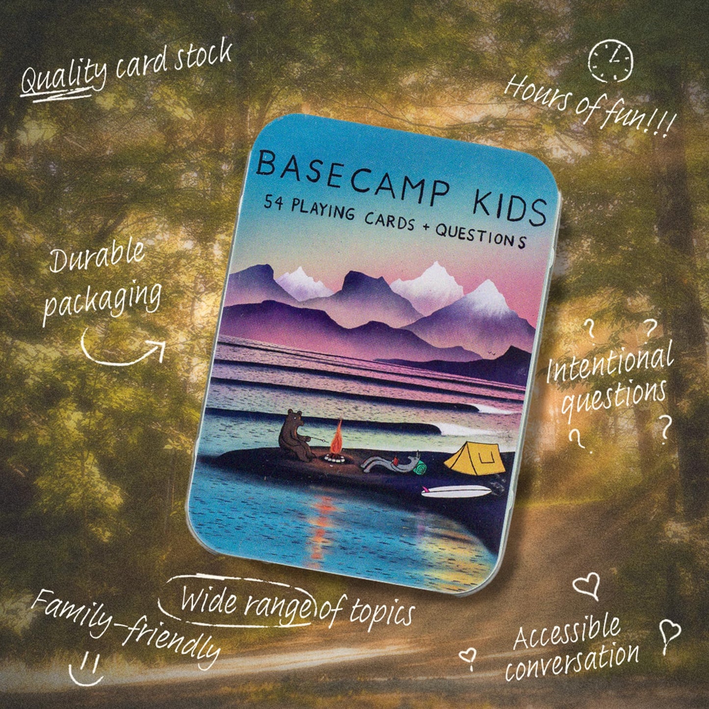Basecamp Cards: Kids Edition Conversation Starters - 52+2 Family Friendly Unique Questions - Family Conversation Cards - Playing
