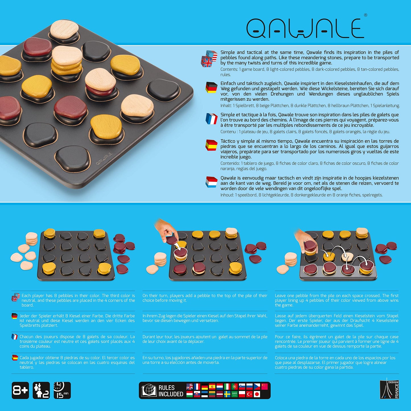 Qawale - from Creators of Quoridor | Mensa Select | Wooden Abstract Strategy Game - Simple to Learn with Strategic Depth | Ages