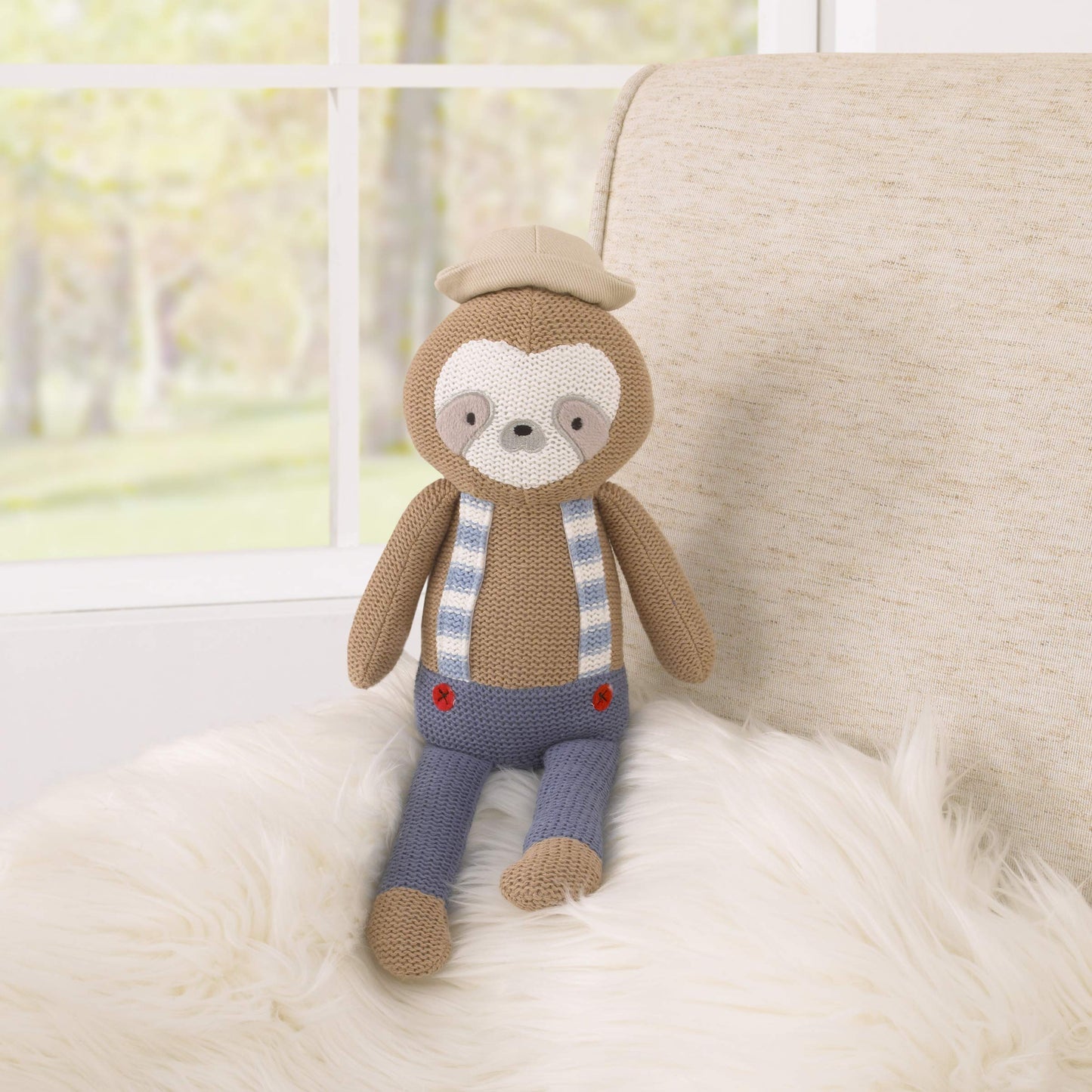 Cuddle Me Scottie The Sloth 12” Grey And Blue Knit Plush Stuffed Animal