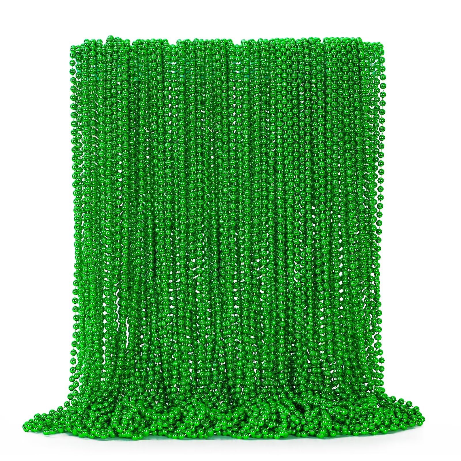 72PCS Green Bead Necklace, Mardi Gras Beads Necklace Accessories Bulk, Mardi Gras Xmas Necklaces Women Men, Parade Throw Accesso