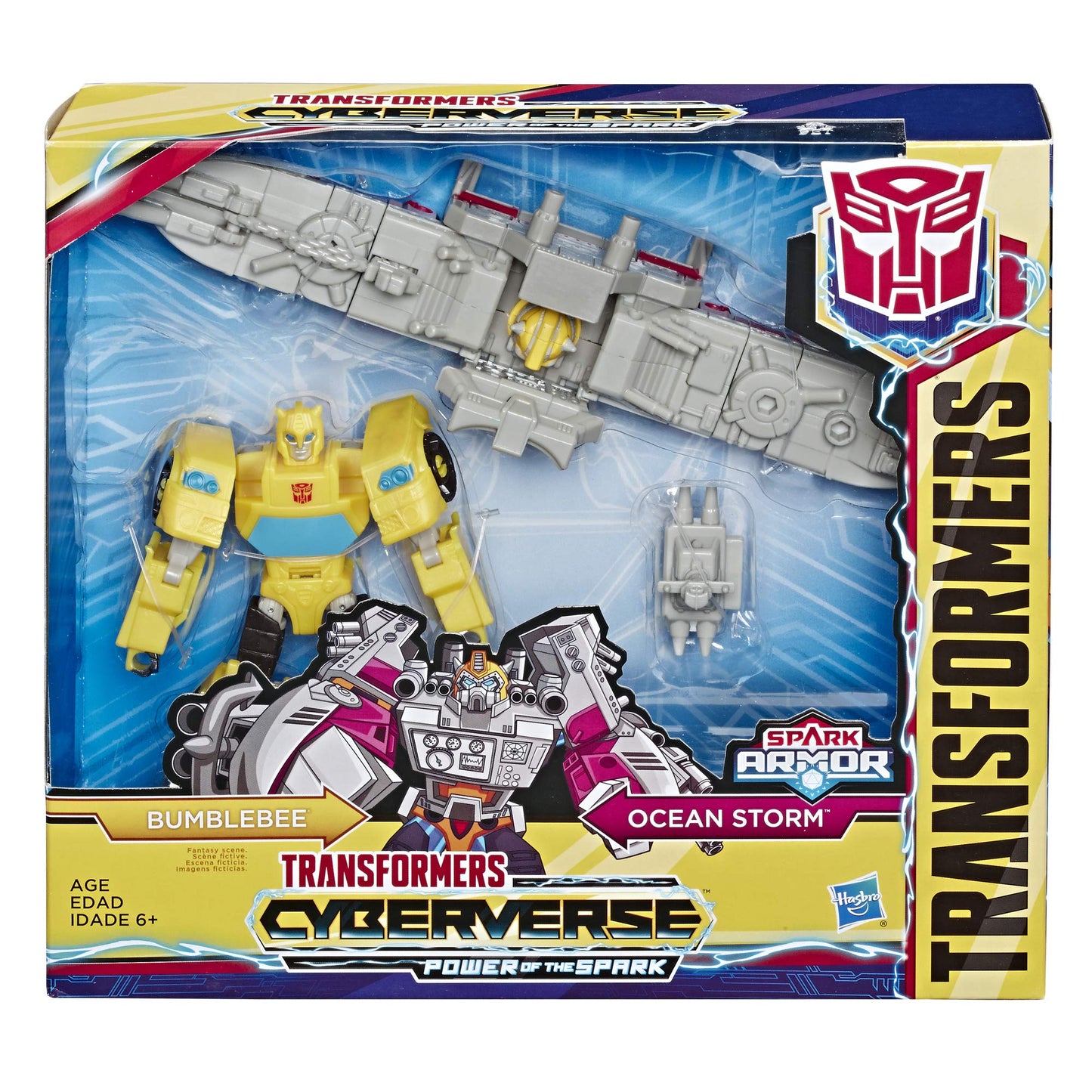 Transformers Toys Cyberverse Spark protective covering Bumblebee Action Figure - Combines with Ocean Storm Spark protective covering Vehicle to Power Up - for Kids Ages 6 and Up  5.75-inch