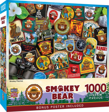 Masterpieces - 1000 Piece Jigsaw Puzzle, Smokey Bear Patches, Fun For Adults, Family, Kids 20'X27'