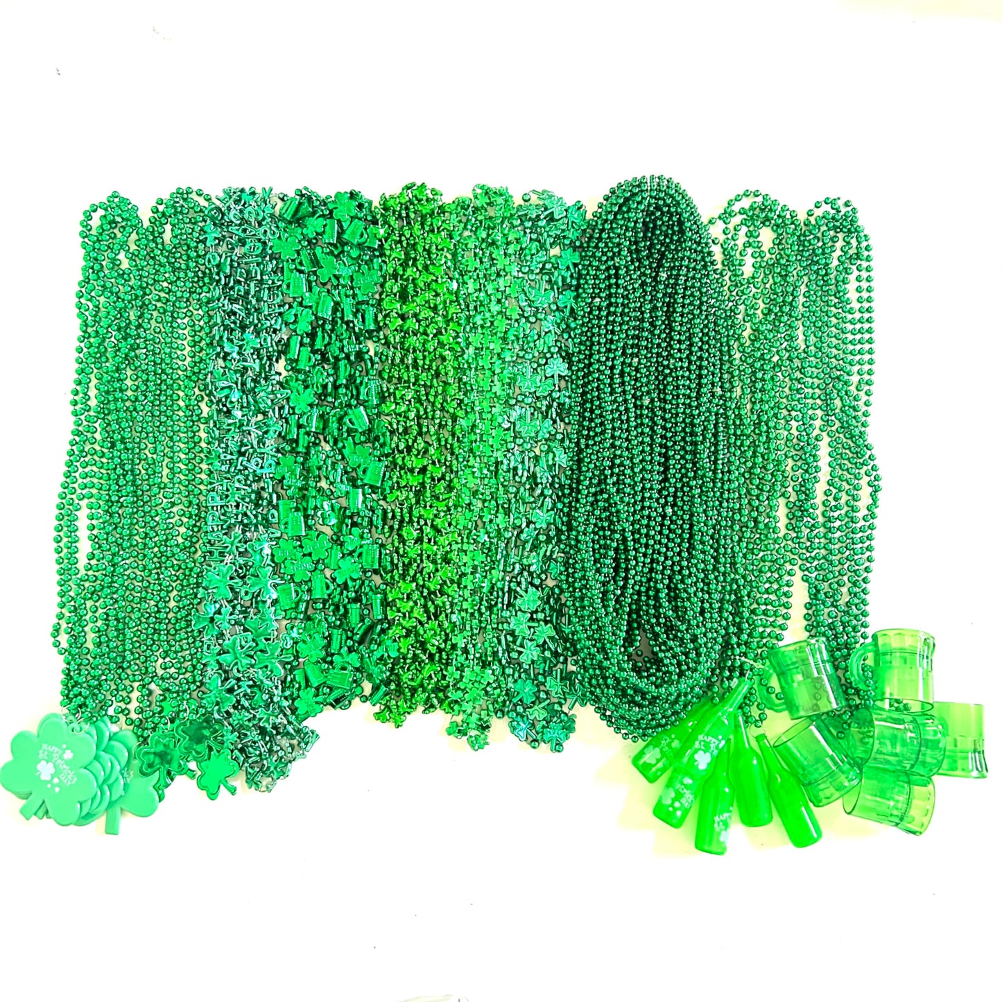Gzyssl 100 Pcs With 10 Styles St. Patrick'S Day Beads Necklaces Green Irish Festival Shamrock Parade Party Bead Necklace St. Pat