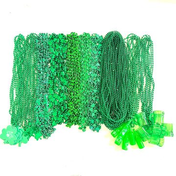 Gzyssl 100 Pcs With 10 Styles St. Patrick'S Day Beads Necklaces Green Irish Festival Shamrock Parade Party Bead Necklace St. Pat