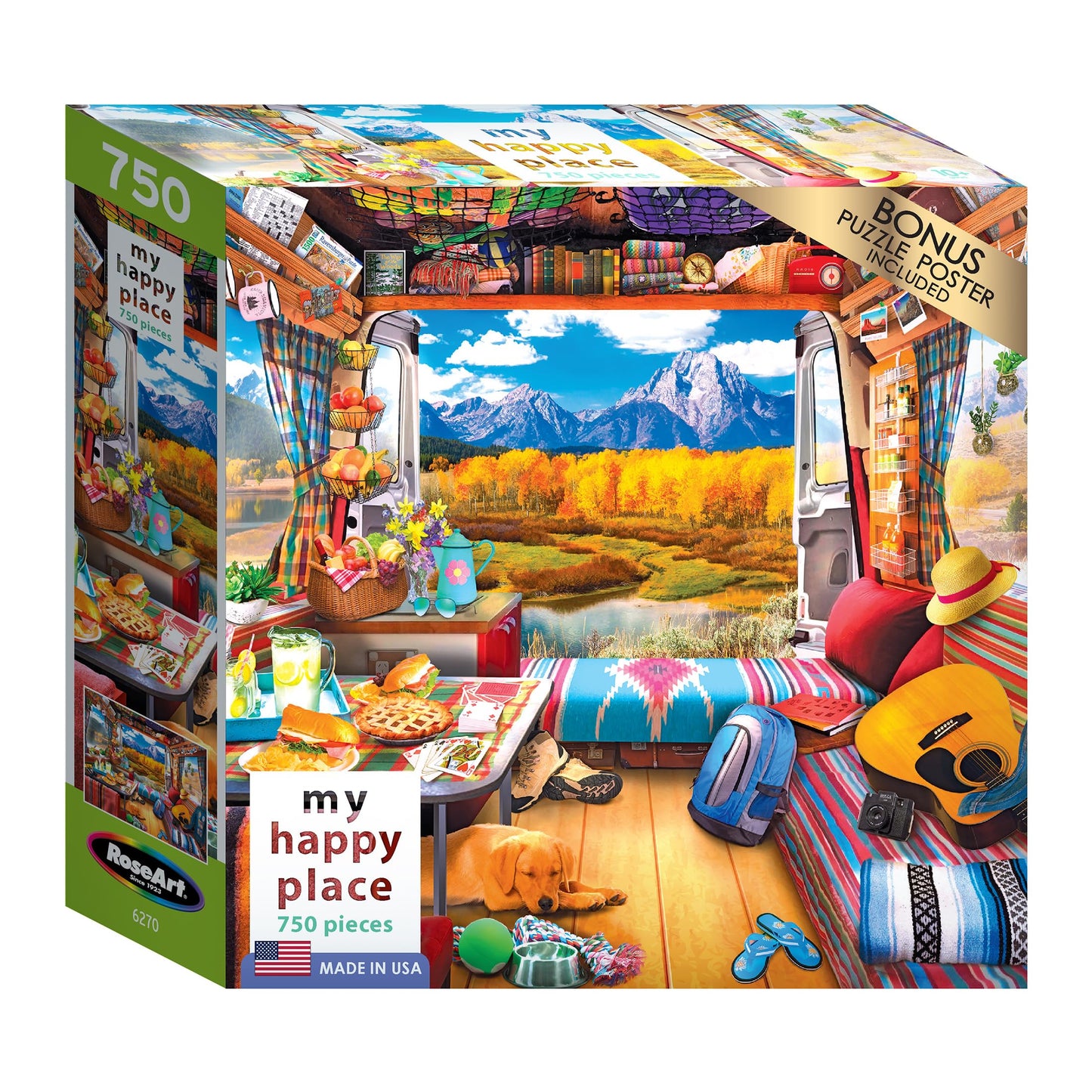 RoseArt 750 Piece Jigsaw Puzzle - My Happy Place Van Life - Multi-colored Cardboard - Model 6270ZZA
