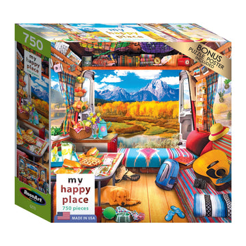 RoseArt 750 Piece Jigsaw Puzzle - My Happy Place Van Life - Multi-colored Cardboard - Model 6270ZZA