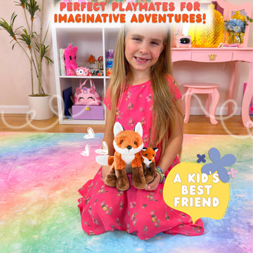 Mom And Baby Mini Fox Stuffed Animals For Boys And Girls, Safari Baby Shower Decorations, Nursery Decor, Zoo Animals For Toddler