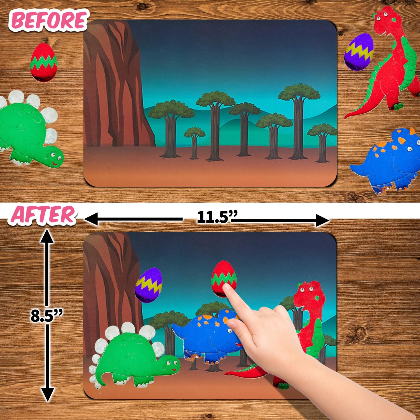 Playbees Foil Art Kit Dinosaurs - Preschool Arts and Crafts Kit for Kids- No Mess Art for Boys & Girls Ages 4, 5, 6, 7, 8, 9 Yea