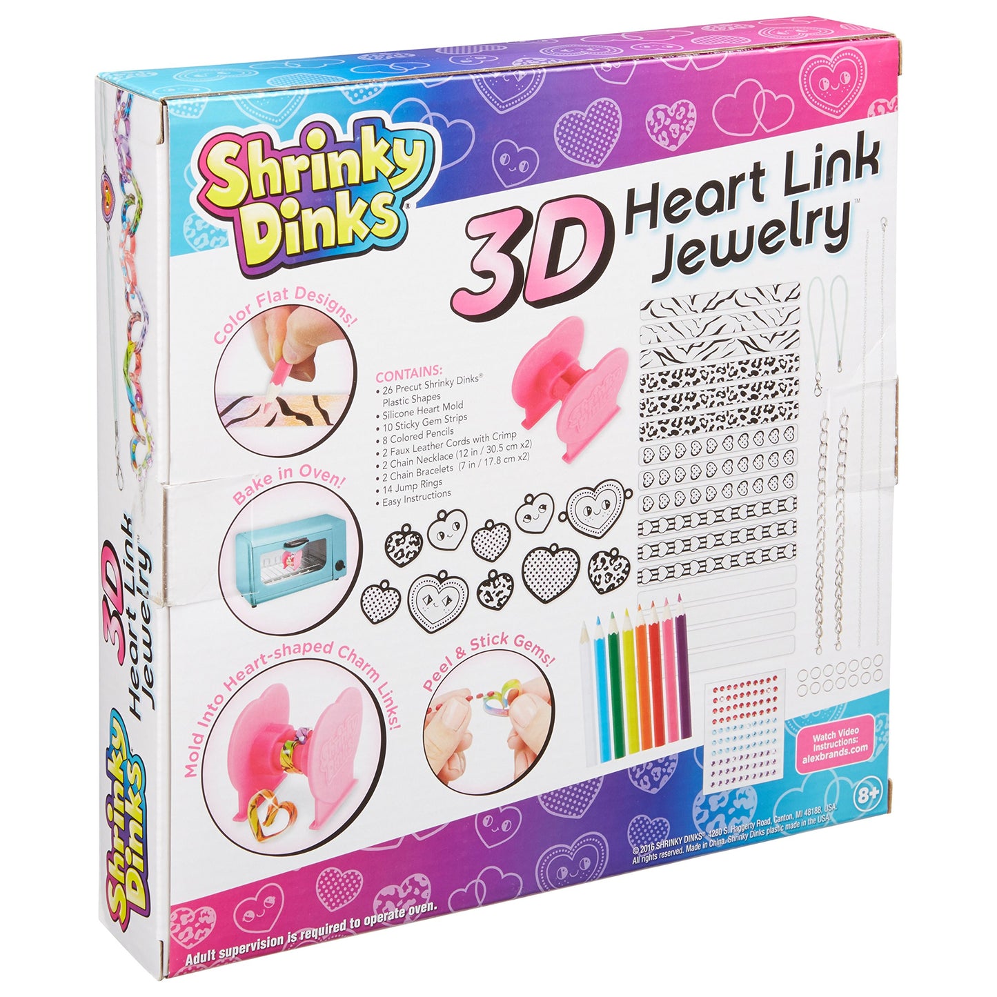 Shrinky Dinks 3D Heart Link Jewelry Kit Kids Art and Craft Activity