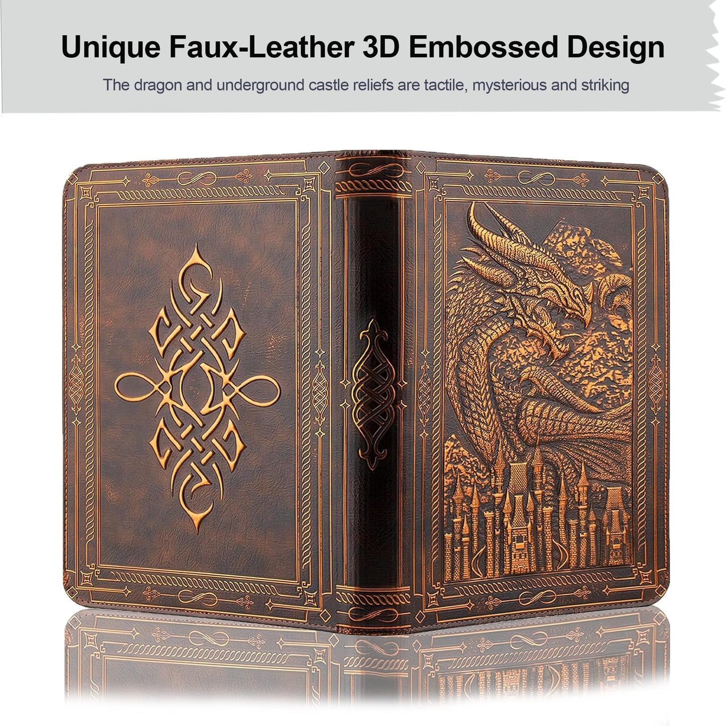 Feidiao 9 Pocket Trading Card Binder 360 Side Loading Pockets Albums With Zipper 3D Pu Leather Embossed Dragon Card Books Collec