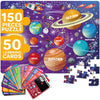 Quokka Puzzles For Kids Ages 8-10 - 150 Pcs Jigsaw Puzzles For 6-8 Year Olds - 400+ Facts On 50 Double-Sided Flashcards | Learn Space | Education Activity Gift - Shaped Puzzles For Toddlers 4-6