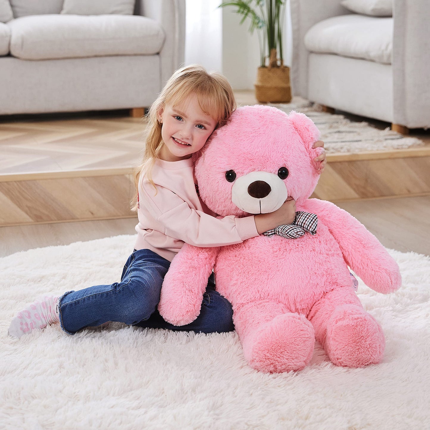 Ikasa Giant Teddy Bear Plush Toy Stuffed Animals (Pink, 30 Inches)