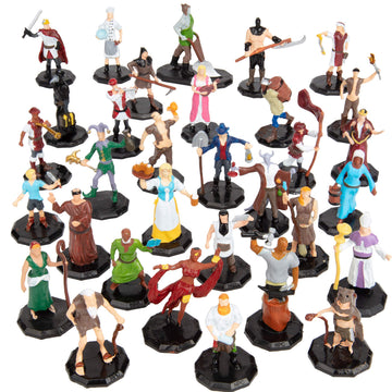 1 Hex Townsfolk Mini Fantasy Figures Set - 32 Unique Non Player Characters NPC - Nobility, Merchants, Peasants, Entertainers, Co