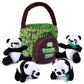 Plush Creations Talking Plush Panda Toy Set | 4 Soft Pandas & Hut Carrier | Green | Perfect Gift for Babies & Toddlers
