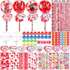 Epakh 48 Set Valentine Classroom Exchange Gifts Lollipop Valentine Gift Kit Giant Lollipop-shaped Party Favor Stationery Set wit