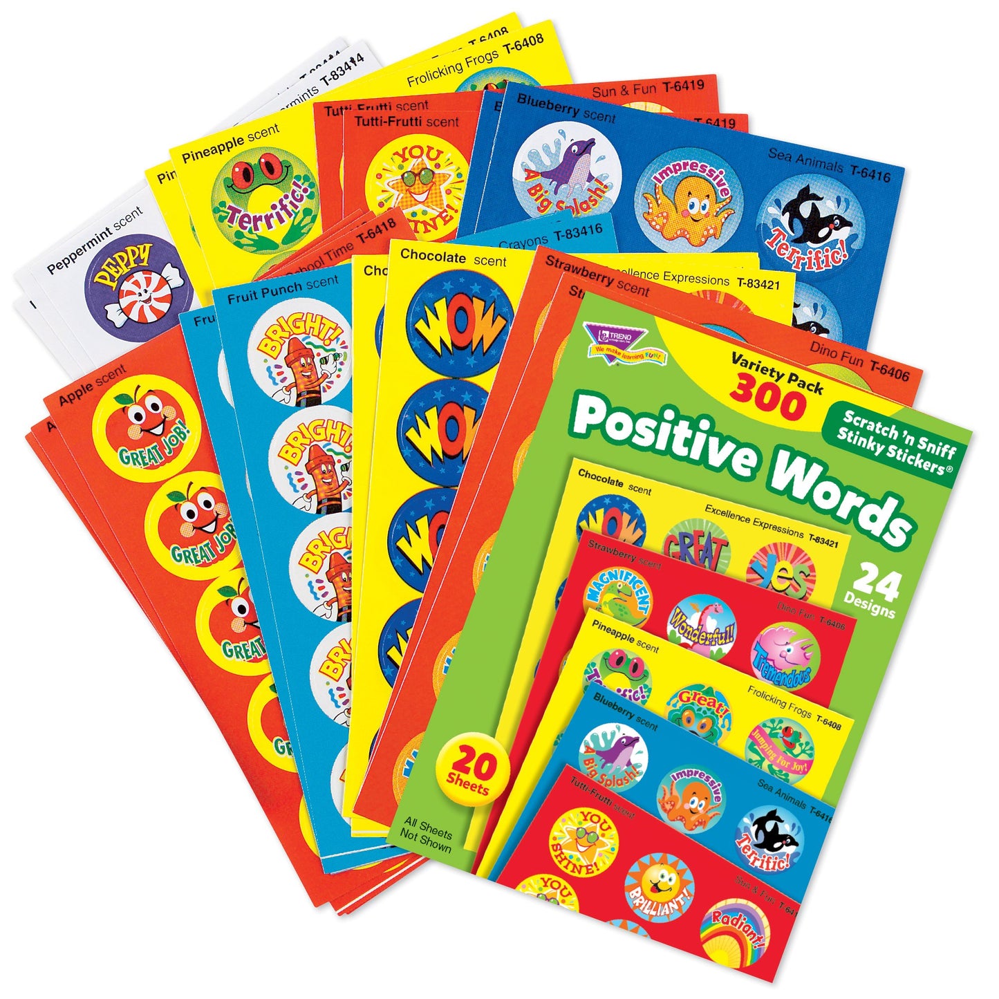 7 Pack TREND ENTERPRISES INC. STINKY STICKERS POSITIVE WORDS