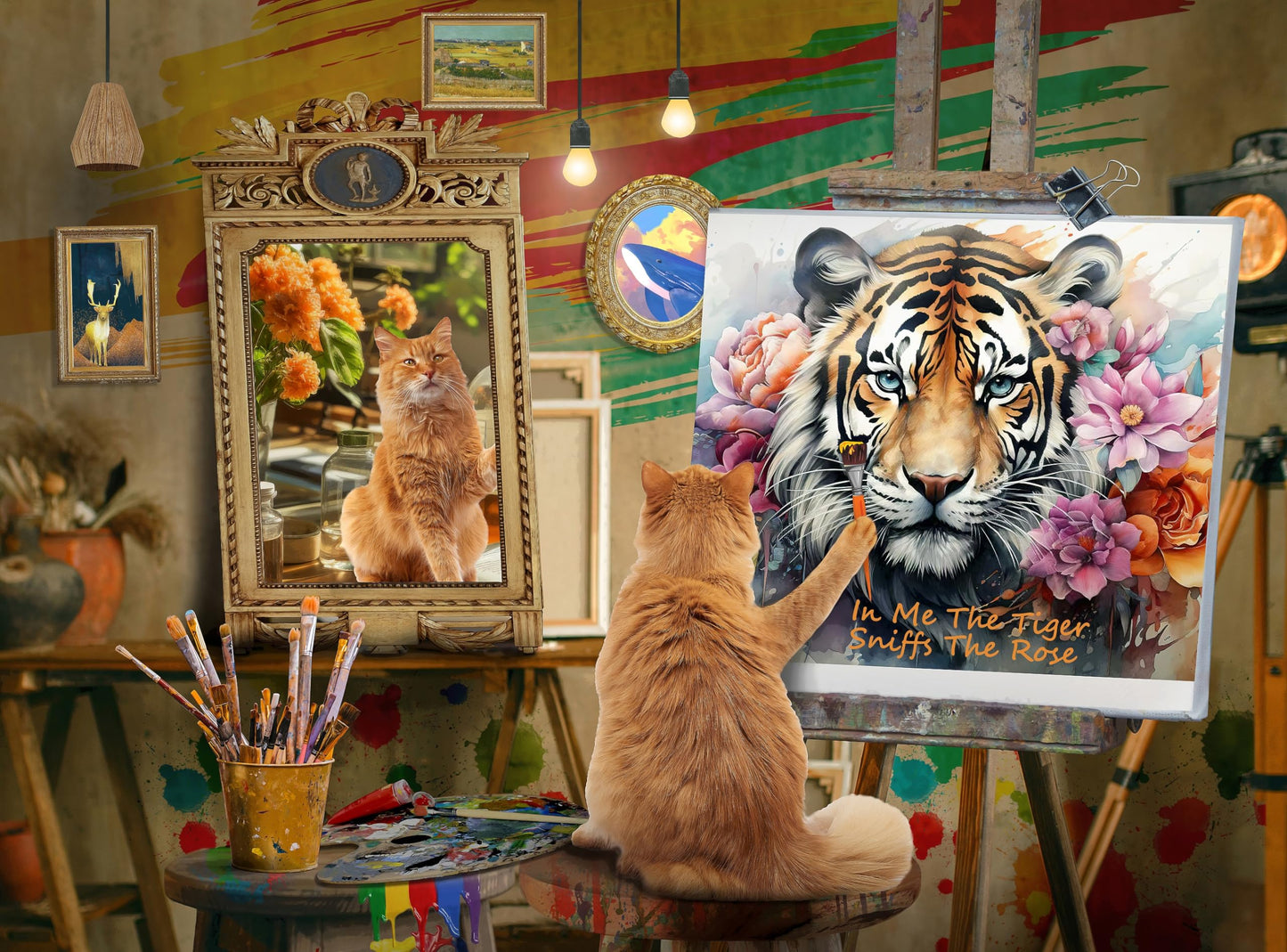 Jigsaw Puzzles 500 Pieces Puzzles For Adults,27'' X20'' Large Puzzle Animal Cat Painting Tiger Family Party Holiday-Each Piece I