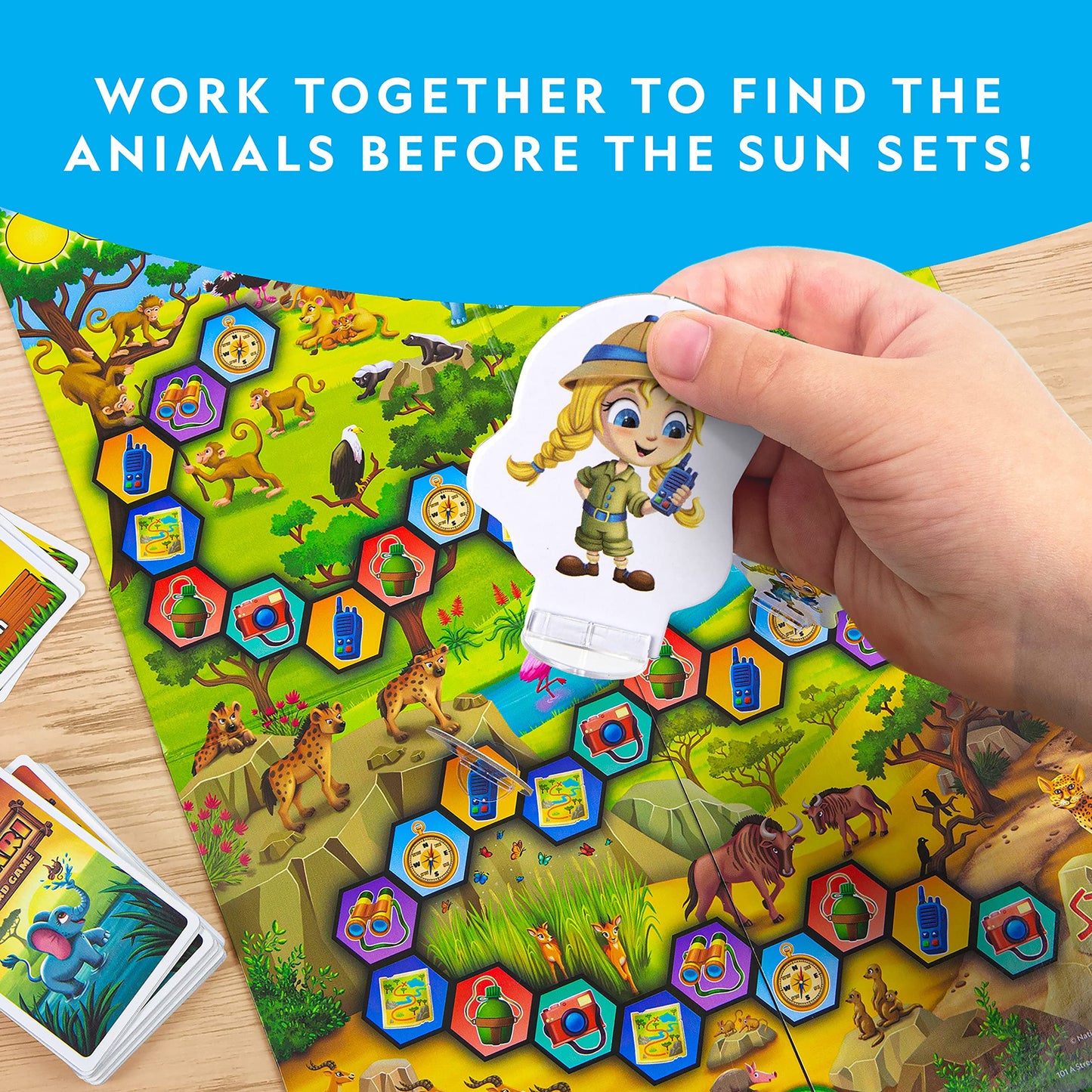 Blue Marble NATIONAL GEOGRAPHIC My First Safari Board Game, Multicolor, One Size, Kids 4-6, Cooperative Family Fun