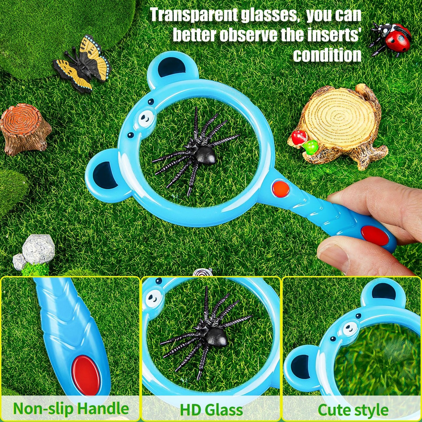 6Pcs Kids Magnifying Glass  Colorful Magnifying Glass for Kids  Hand Toy Magnifying Glasses  Mini Magnifier Glasses for Science Class Reading Outdoor Observation Party Favor