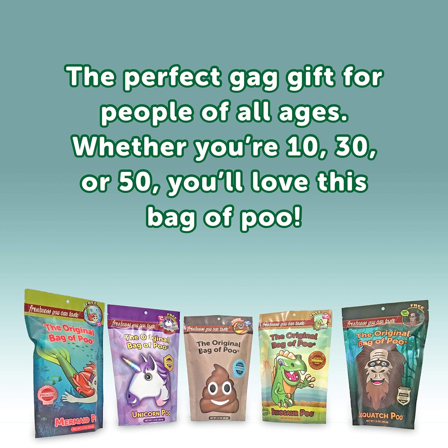 The Original Bag Of Poo, Dinosaur Poop (Green Cotton Candy), For Novelty Poop Gag Gifts